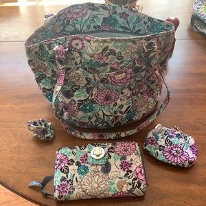 Vera Bradley Four Piece Set included Wallet, Chain Purse & Ponytail holder